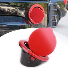 img 4 attached to HOZAN Red Gas Fuel Door Cap Cover For Jeep Wrangler JK & JK Unlimited 2007-2017 Sport Rubicon Sahara