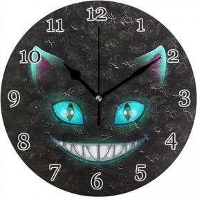 img 4 attached to Silent Non-Ticking Round Wall Clock With Evil Cat Animal Design, Perfect For Home Décor In Kitchen, Bedroom, Living Room, Office Or Classroom