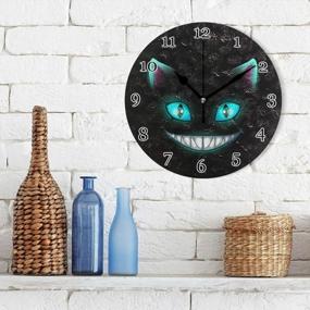img 2 attached to Silent Non-Ticking Round Wall Clock With Evil Cat Animal Design, Perfect For Home Décor In Kitchen, Bedroom, Living Room, Office Or Classroom