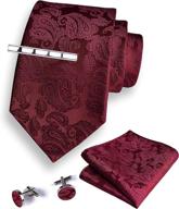 👔 gusleson burgundy fashion necktie cufflinks: enhancing men's style with classy accessories for ties, cummerbunds & pocket squares логотип