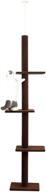 🐱 premium dark chocolate cat craft three-tier cat tree: adjustable, floor-to-ceiling multi-level cat tower, ideal for climbing or sleeping - fits 7.5-9 feet ceiling heights (1 count) logo