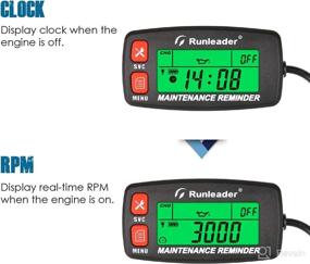 img 3 attached to 🔧 Runleader Digital Maintenance Tach Hour Meter Gauge - RPM Alert, Backlight Display, Battery Replaceable | Small Gas Engine Tool for Garden Tractor Motorcycle Generator Snowmobile Chainsaw Marine