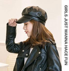 img 2 attached to Women'S Visor Beret Hat By WETOO - Stylish & Practical Black Newsboy Cap For Ladies