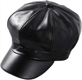 img 4 attached to Women'S Visor Beret Hat By WETOO - Stylish & Practical Black Newsboy Cap For Ladies