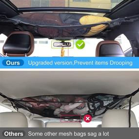 img 3 attached to 🚗 Stay Organized on the Go with NIMLLAND Car Ceiling Storage Net - Adjustable D-Buckle for Secure Storage, Webbing Velcro Car Ceiling Cargo Net for Easy Access, Double-Layer Net for Clothing, Toys, and Sundries (Full Mesh)