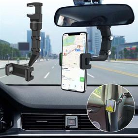 img 3 attached to 📱 Dragon Honor 360° Rearview Mirror Phone Holder for Car - Multifunctional Mount for Phone and GPS - Universal Rotating Car Phone Holder (Gray)