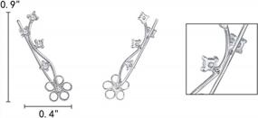 img 1 attached to 925 Sterling Silver Flower Ear Crawlers - EleQueen Cubic Zirconia Hook Cuff Earrings (1 Pair)