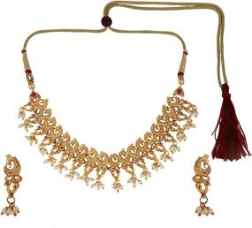 img 4 attached to Efulgenz Bollywood Traditional Necklace Earrings Women's Jewelry via Jewelry Sets