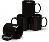набор из 4 черных керамических кофейных кружек с большой ручкой емкостью 11 унций от serami classic логотип