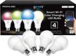 set of 4 geeni prisma wi-fi multicolor led light bulbs, 1050 lumens, 2700k, dimmable, no hub required, compatible with alexa and google assistant, 75-watt equivalent logo