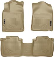 🐾 husky liners weatherbeater series, tan front & 2nd seat floor liners for 2010-2015 lexus rx350/rx450h (99553) - 3-piece set logo