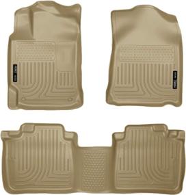 img 4 attached to 🐾 Husky Liners Weatherbeater Series, Tan Front & 2nd Seat Floor Liners for 2010-2015 Lexus RX350/RX450h (99553) - 3-Piece Set