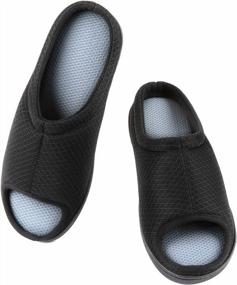 img 1 attached to Men'S Memory Foam Open Toe Slippers: Zizor Slip On Breathable House Shoes W/ Anti-Skid Rubber Sole For Indoor & Outdoor Use