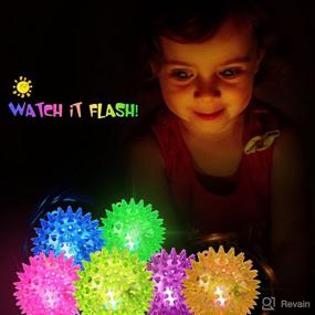 img 2 attached to 🎉 9-Pack Light Up Bouncy Balls for Kids: Flashing Spiky Sensory Stress Toys, Perfect for Parties, Student Rewards & School Gifts - Glow in The Dark Fidget Sensation!