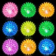 🎉 9-pack light up bouncy balls for kids: flashing spiky sensory stress toys, perfect for parties, student rewards & school gifts - glow in the dark fidget sensation! logo