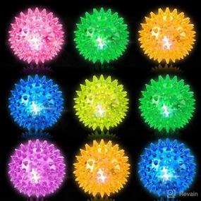 img 4 attached to 🎉 9-Pack Light Up Bouncy Balls for Kids: Flashing Spiky Sensory Stress Toys, Perfect for Parties, Student Rewards & School Gifts - Glow in The Dark Fidget Sensation!