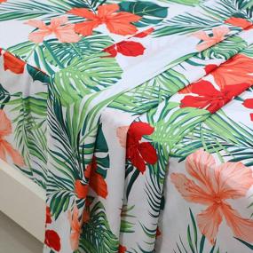 img 3 attached to Experience A Tropical Paradise With FADFAY Green Floral Sheets Queen Size - 100% Cotton Ultra-Soft Bedding Set