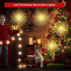 img 3 attached to Fairy Christmas String Lights 225 LED 8 Modes Dimmable With Remote Control, Waterproof Hanging Starburst Decorations For Xmas Home Patio Indoor Outdoor