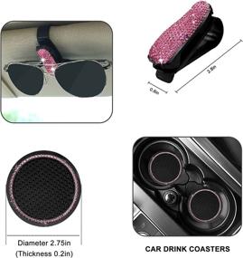 img 1 attached to 🌹 Yixin Car Accessories for Women - Bling Car Accessories Set with Phone Holder Mount, Dual USB Car Charger, Coasters, Auto Hooks, and Glasses Holders (Rose Red)