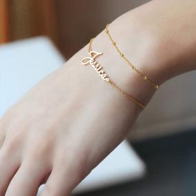 img 3 attached to Personalized Name Bracelet Or Anklet For Women - Engraved Infinity Love Cuff Bangle - Inspirational Gift For Mom Or Couples - DayOfShe