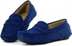 img 1 attached to PPXID Kids' Suede Leather Slip-On Loafers: Comfortable Moccasin Shoes For Casual Wear, Boating, And Uniform Dressing