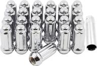 🔩 24-piece set of chrome 14x1.5 lug nuts for trucks - spline bulge acorn design - 2" length - small diameter - m14x1.5 thread - wheel accessories parts kit including socket key логотип