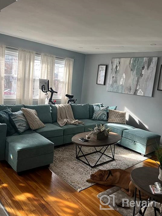 img 1 attached to HONBAY Oversized U Shaped Convertible Sectional Sofa With Reversible Chaise, Aqua Blue Modular Couch With Ottomans For Comfortable Living review by Jay Meza