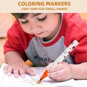img 3 attached to Lebze Washable Markers For Kids Ages 2-4 Years, 12 Colors Toddler Markers For Coloring Books, Safe Non Toxic Art School Supplies For Boys & Girls Flower Monaco