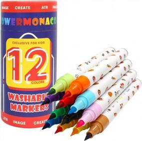 img 4 attached to Lebze Washable Markers For Kids Ages 2-4 Years, 12 Colors Toddler Markers For Coloring Books, Safe Non Toxic Art School Supplies For Boys & Girls Flower Monaco