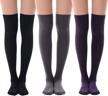 women's over knee high socks, meikan fashion cotton cosplay thigh high socks 3 pack 1 logo
