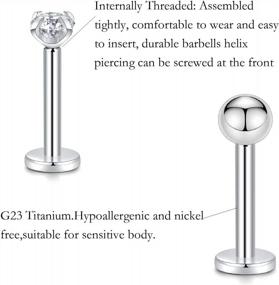 img 1 attached to 16G Titanium Crystal Labret Studs Earring Jewelry Internally Threaded Helix Tragus Cartilage Conch Monroe Lip Piercing Body Jewelery 6 8 10Mm