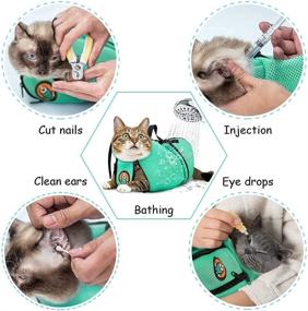 img 3 attached to Cat Grooming Bag - Adjustable Bathing Bag For Cats | Anti Scratch & Bite Polyester Mesh Shower Bag For Small, Medium & Large Cats | Nail Trimming, Ear Cleaning & Medicine Taking