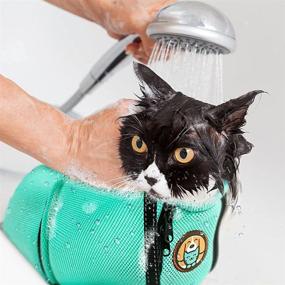 img 1 attached to Cat Grooming Bag - Adjustable Bathing Bag For Cats | Anti Scratch & Bite Polyester Mesh Shower Bag For Small, Medium & Large Cats | Nail Trimming, Ear Cleaning & Medicine Taking