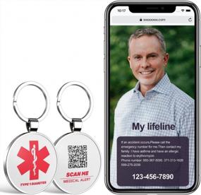 img 1 attached to Customizable Diabetes Medical Alert Tag With QR Code - Keychain For Important Medical Info And Secure Insulin Storage