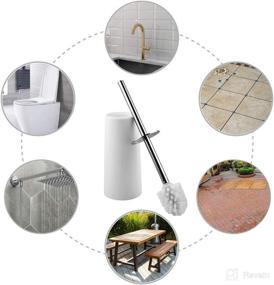 img 2 attached to 🚽 HSelar Toilet Brush and Holder - White, Stainless Steel Long Handle, Space Saving, Sturdy, Deep Cleaning, Covered, Elegant, Durable