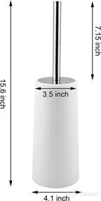 img 3 attached to 🚽 HSelar Toilet Brush and Holder - White, Stainless Steel Long Handle, Space Saving, Sturdy, Deep Cleaning, Covered, Elegant, Durable