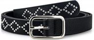 macoking black studded belt for women leather belt for dress jeans vintage western belts logo