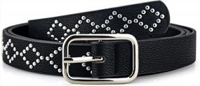 img 4 attached to Macoking Black Studded Belt For Women Leather Belt For Dress Jeans Vintage Western Belts