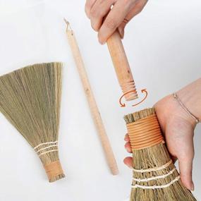 img 1 attached to HNCmua Small Natural Whisk Sweeping Hand Handle Small Broom - Tiny Vietnamese Straw Soft Broom For Cleaning Dustpan Indoor - Decorative Brooms - Wooden Handle - 9.84'' Width, 27.55" Length