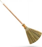 hncmua small natural whisk sweeping hand handle small broom - tiny vietnamese straw soft broom for cleaning dustpan indoor - decorative brooms - wooden handle - 9.84'' width, 27.55" length logo