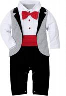 3-piece baby boy suit outfit - infant tuxedo, gentleman jumpsuit & beret hat logo