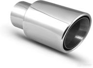 🚗 weld-on stainless steel double wall exhaust tip - 2.25" id x 3.5" od x 6.25"l - muffler tail pipe with chrome-like finish logo