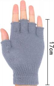 img 3 attached to 10 пар полупальцевых перчаток для мужчин и женщин, зимние теплые эластичные вязаные перчатки без пальцев, Cooraby