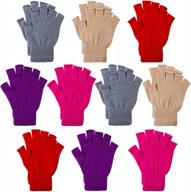10 пар полупальцевых перчаток для мужчин и женщин, зимние теплые эластичные вязаные перчатки без пальцев, cooraby логотип