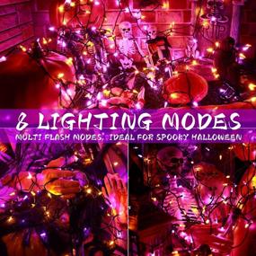 img 1 attached to 33Ft Orange Purple Halloween Lights With Timer And 8 Modes - 100 LED Battery String Lights For Indoor And Outdoor Decoration Of Halloween Bedroom And Patio - BrizLabs Mini Lights String