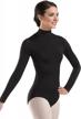 stylish & functional girls bodysuit for dance - balera's long sleeve turtleneck leotard in spandex logo