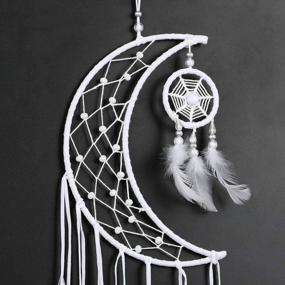 img 2 attached to Handmade White Feather Dream Catcher Wall Hanging Home Decor - Dremisland New Moon Design Gift (White Moon)