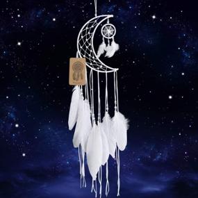 img 4 attached to Handmade White Feather Dream Catcher Wall Hanging Home Decor - Dremisland New Moon Design Gift (White Moon)