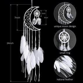 img 1 attached to Handmade White Feather Dream Catcher Wall Hanging Home Decor - Dremisland New Moon Design Gift (White Moon)