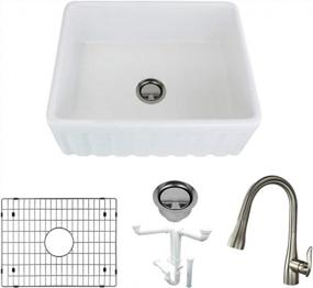 img 4 attached to Upgrade Your Kitchen With Transolid KF-FUSF24199 Logan Fireclay Undermount Sink Kit